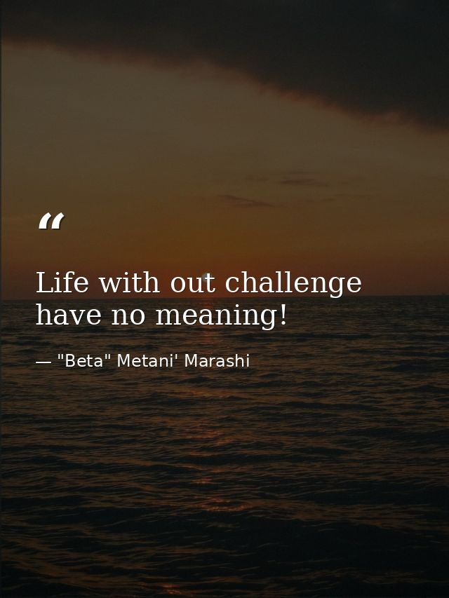 Life with out challenge have no meaning! — "Beta" Metani' Marashi