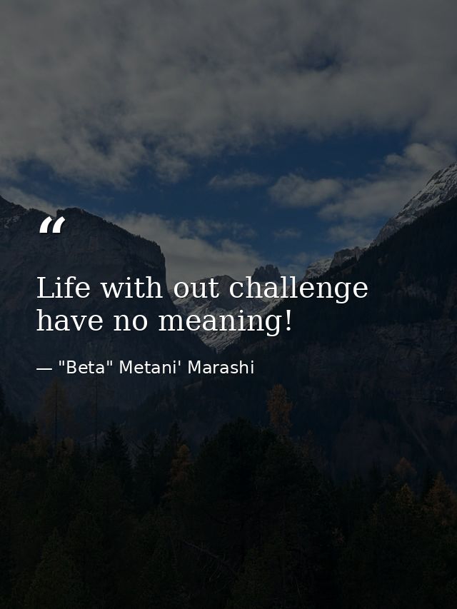Life with out challenge have no meaning! — "Beta" Metani' Marashi