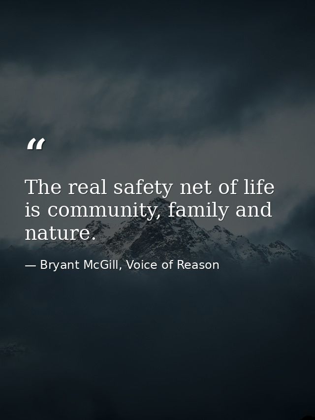 The real safety net of life is community, family and nature. — Bryant McGill, Voice of Reason