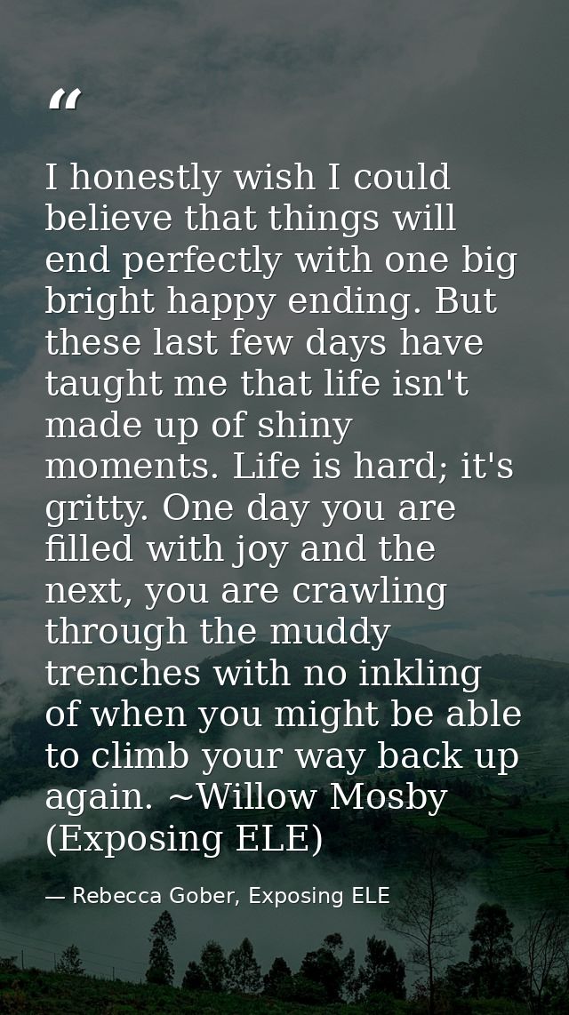 I honestly wish I could believe that things will end perfectly with one big bright happy ending. But these last few days — Rebecca Gober, Exposing ELE
