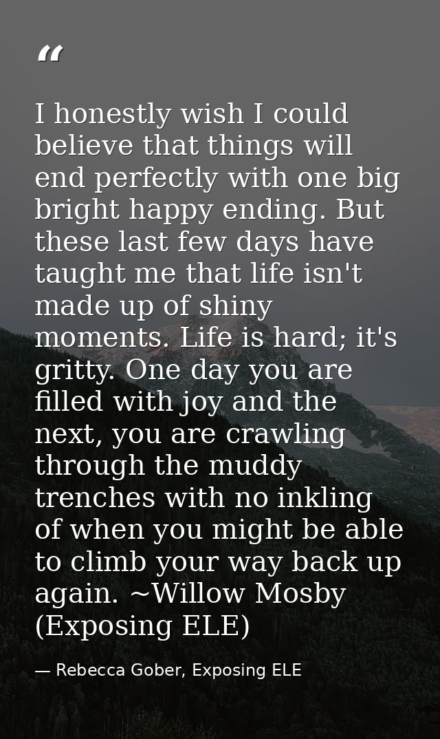 I honestly wish I could believe that things will end perfectly with one big bright happy ending. But these last few days — Rebecca Gober, Exposing ELE