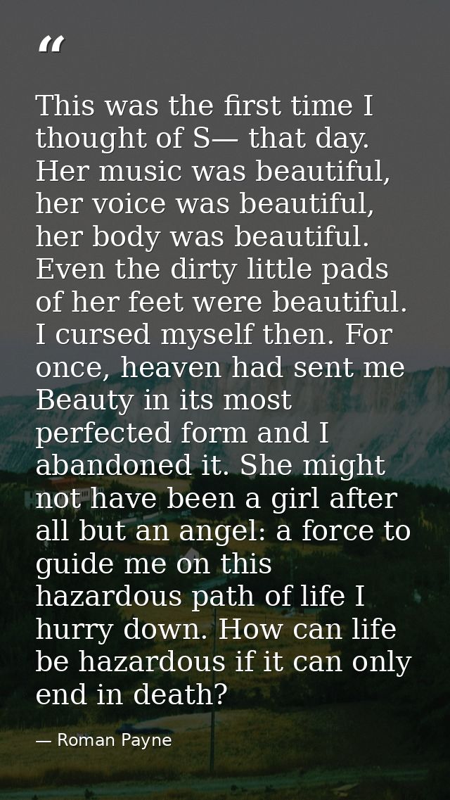 This was the first time I thought of S— that day. Her music was beautiful, her voice was beautiful, her body was beautif — Roman Payne