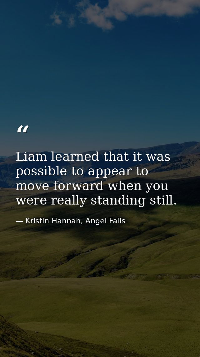 Liam learned that it was possible to appear to move forward when you were really standing still. — Kristin Hannah, Angel Falls