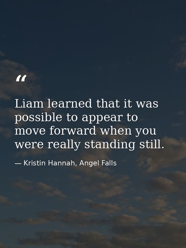 Liam learned that it was possible to appear to move forward when you were really standing still. — Kristin Hannah, Angel Falls