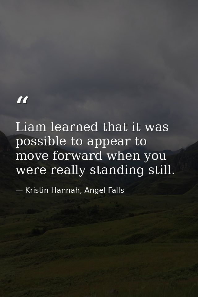 Liam learned that it was possible to appear to move forward when you were really standing still. — Kristin Hannah, Angel Falls