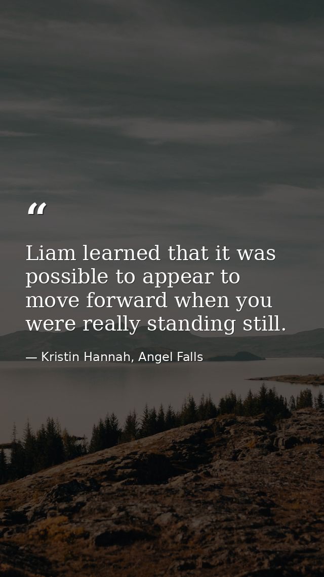 Liam learned that it was possible to appear to move forward when you were really standing still. — Kristin Hannah, Angel Falls