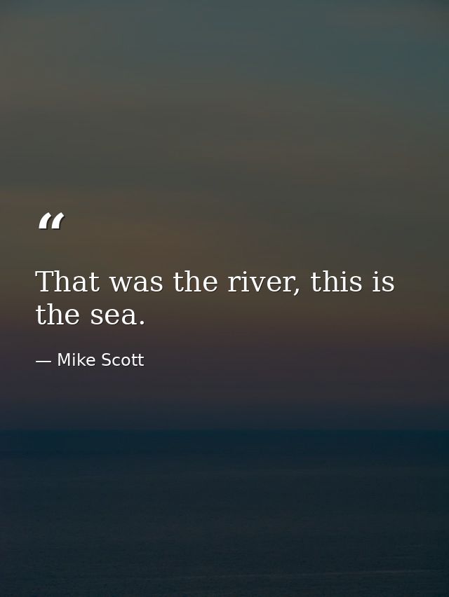 That was the river, this is the sea. — Mike Scott