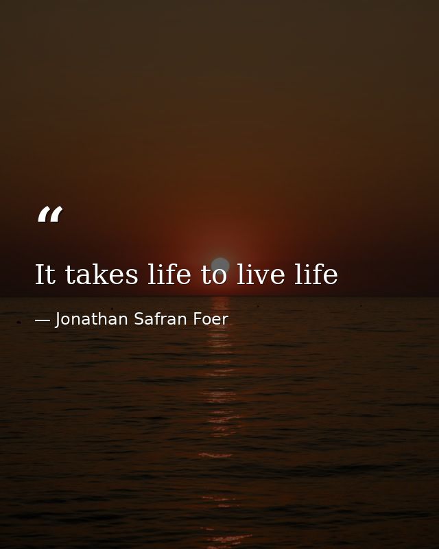 It takes life to live life — Jonathan Safran Foer