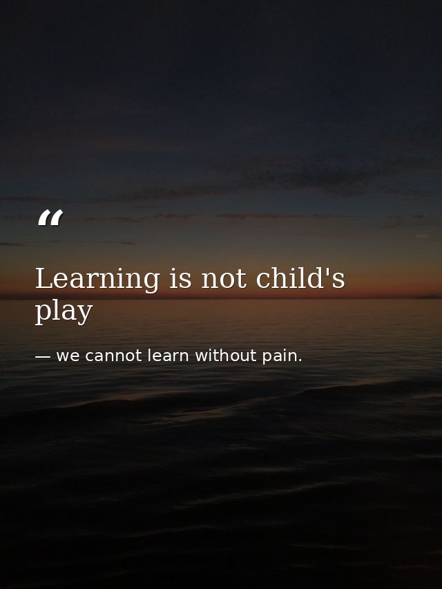 Learning is not child's play — we cannot learn without pain.