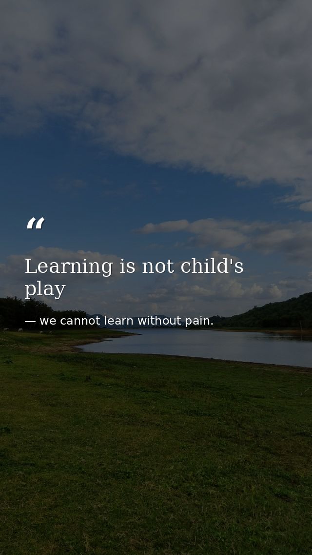Learning is not child's play — we cannot learn without pain.