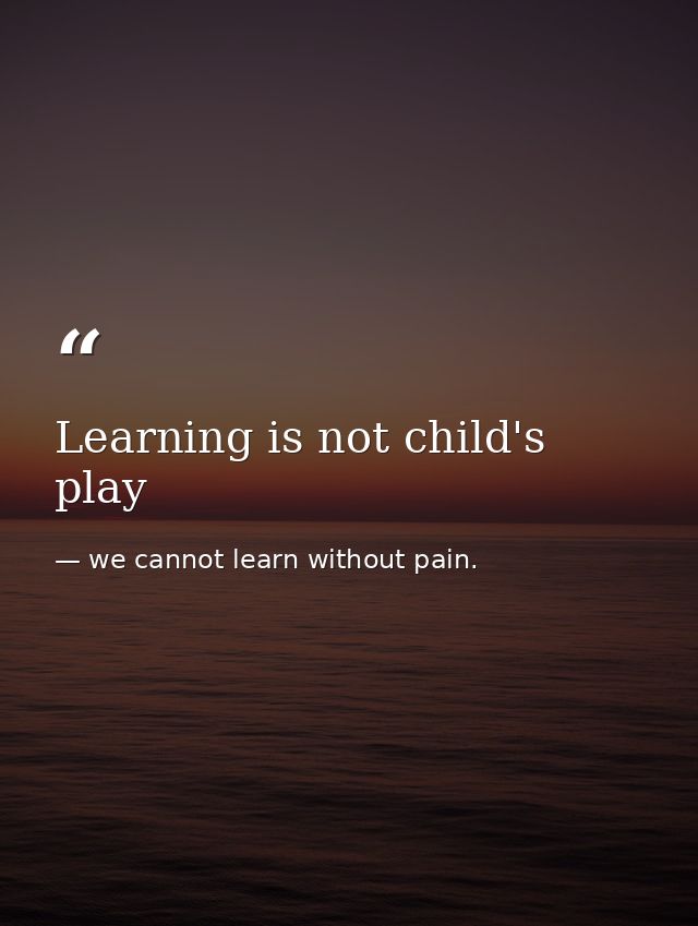 Learning is not child's play — we cannot learn without pain.