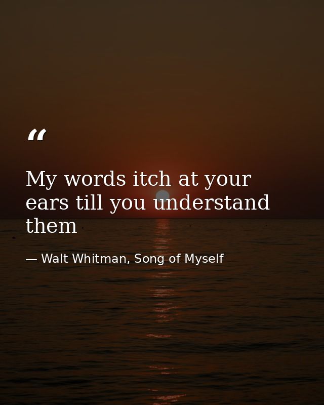 My words itch at your ears till you understand them — Walt Whitman, Song of Myself