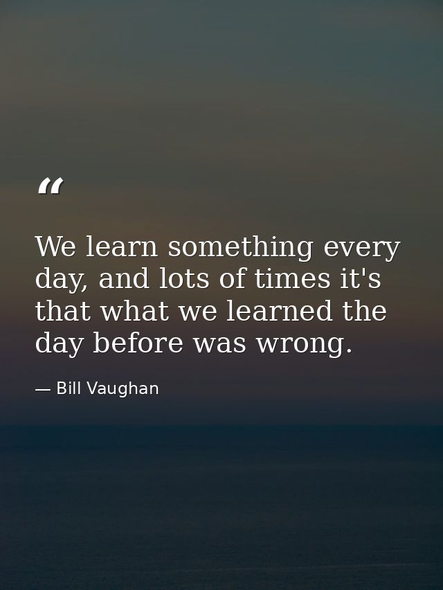 We learn something every day, and lots of times it's that what we learned the day before was wrong. — Bill Vaughan