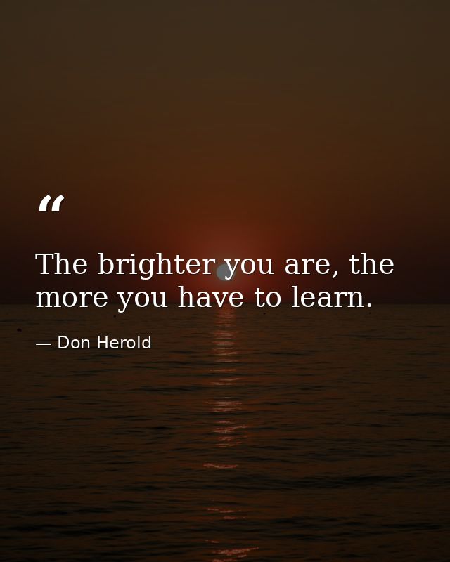The brighter you are, the more you have to learn. — Don Herold