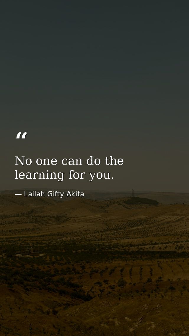 No one can do the learning for you. — Lailah Gifty Akita