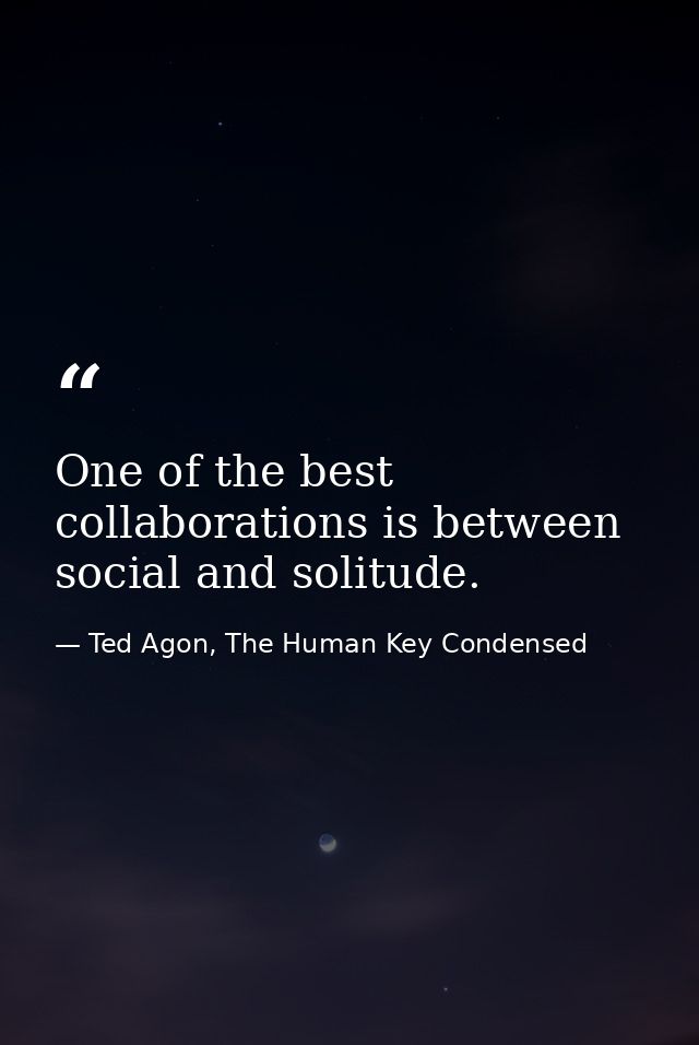 One of the best collaborations is between social and solitude. — Ted Agon, The Human Key Condensed