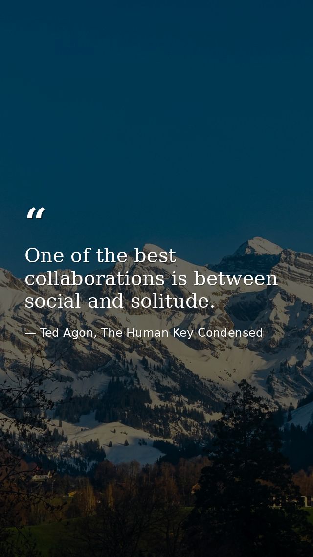 One of the best collaborations is between social and solitude. — Ted Agon, The Human Key Condensed