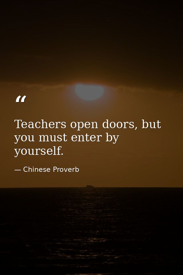 Teachers open doors, but you must enter by yourself. — Chinese Proverb