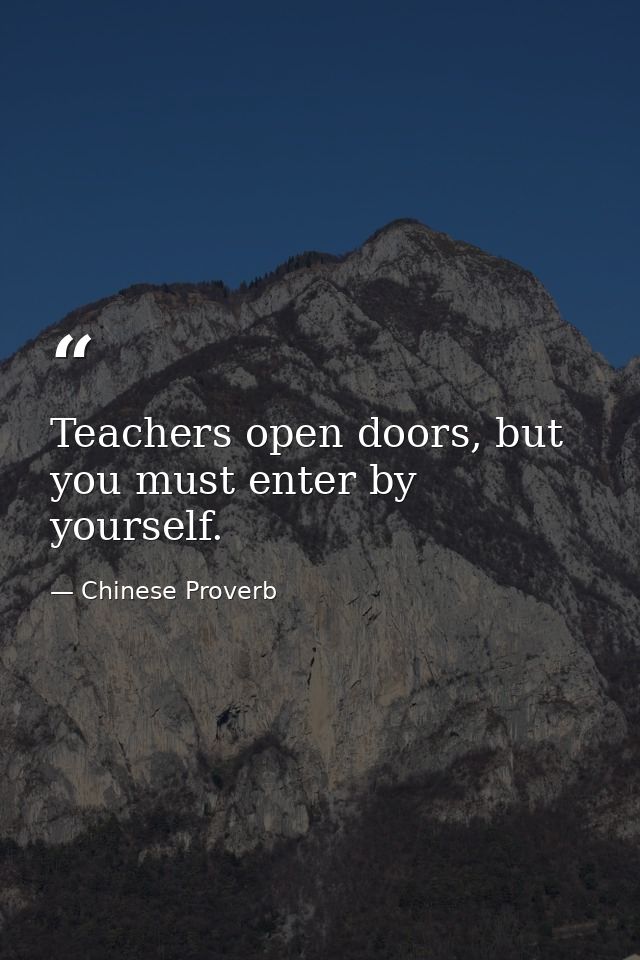 Teachers open doors, but you must enter by yourself. — Chinese Proverb