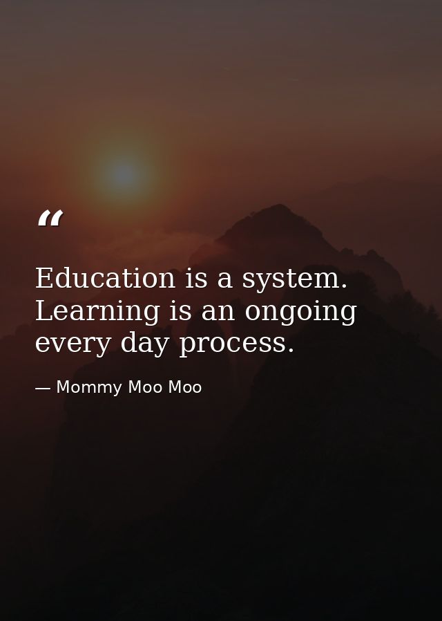 Education is a system. Learning is an ongoing every day process. — Mommy Moo Moo