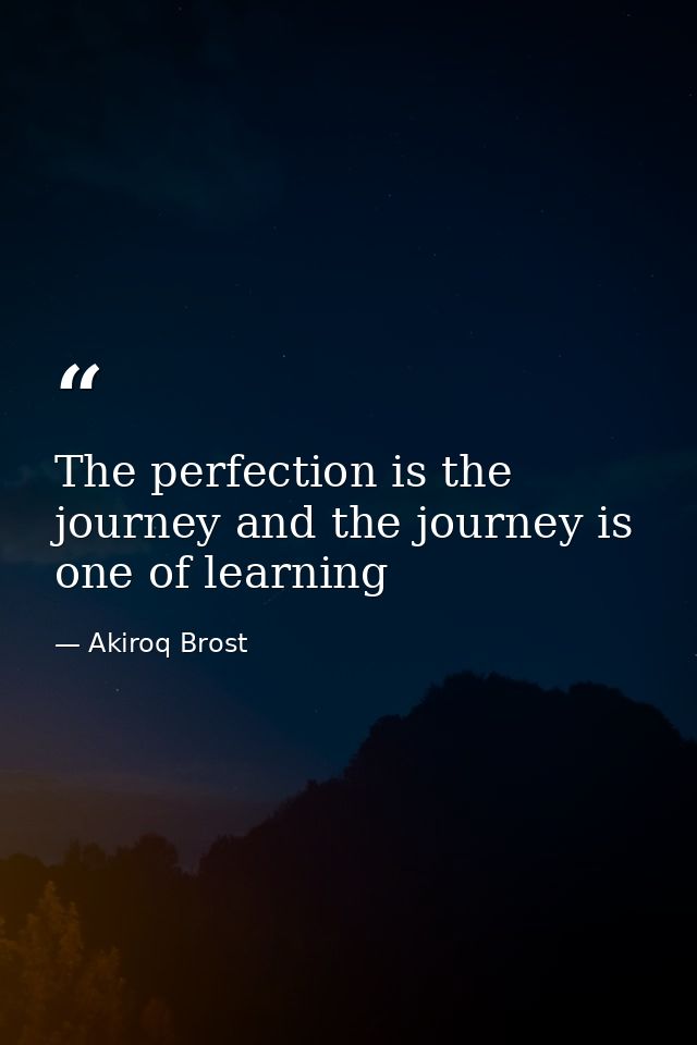 The perfection is the journey and the journey is one of learning — Akiroq Brost