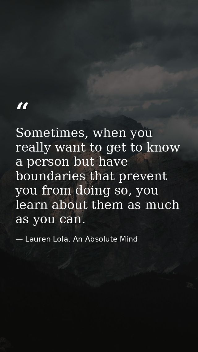 Sometimes, when you really want to get to know a person but have boundaries that prevent you from doing so, you learn ab — Lauren Lola, An Absolute Mind