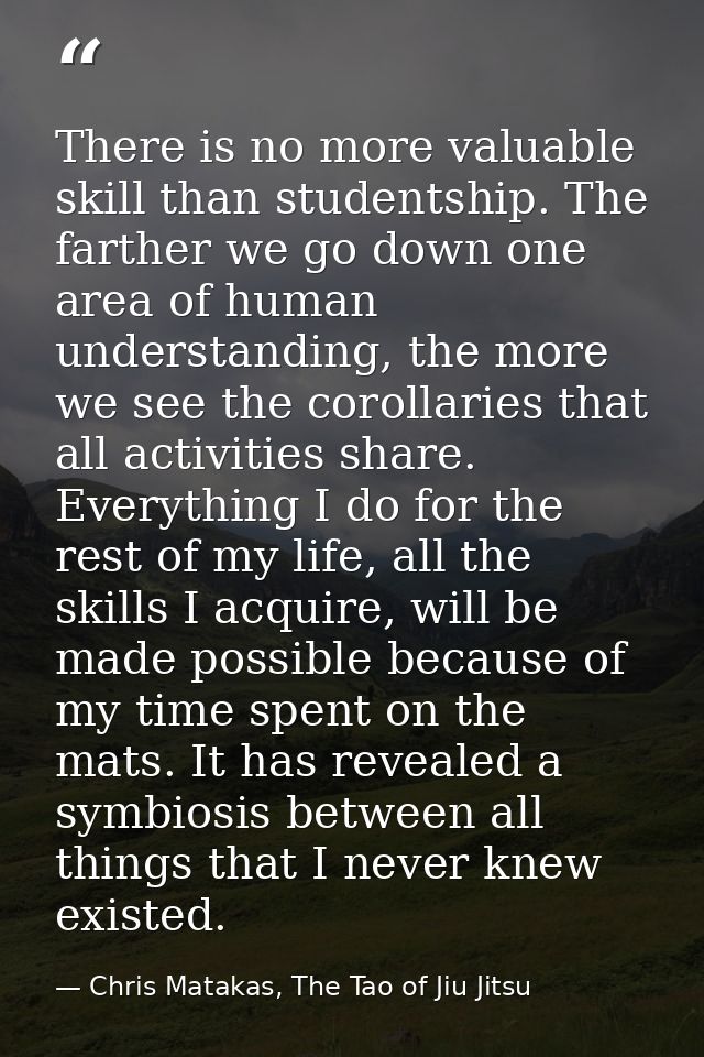 There is no more valuable skill than studentship. The farther we go down one area of human understanding, the more we se — Chris Matakas, The Tao of Jiu Jitsu