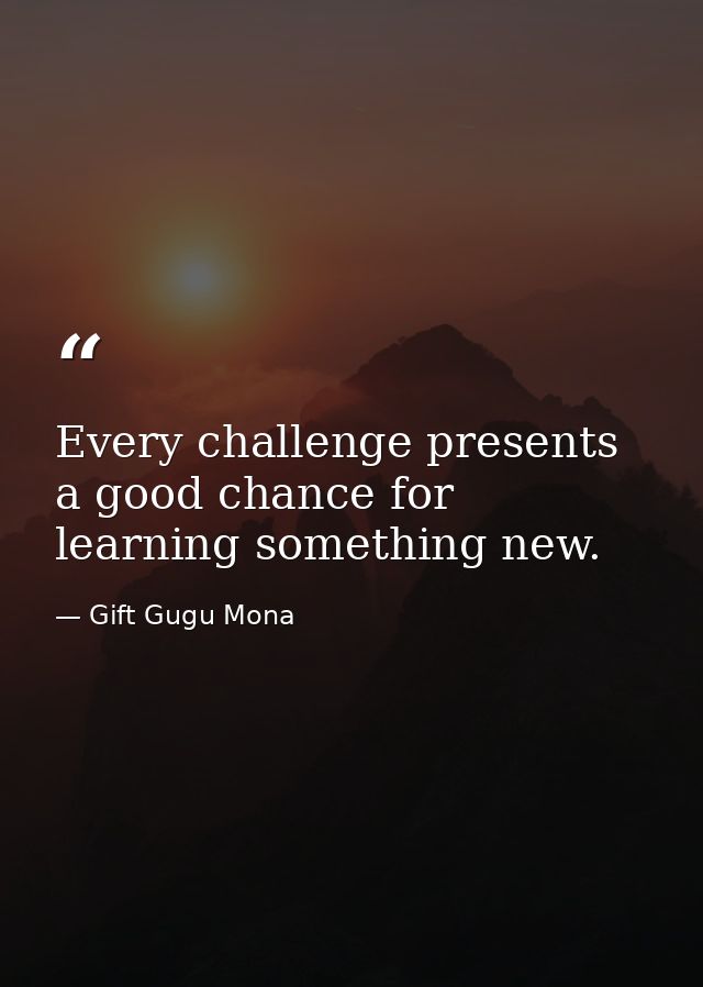 Every challenge presents a good chance for learning something new. — Gift Gugu Mona