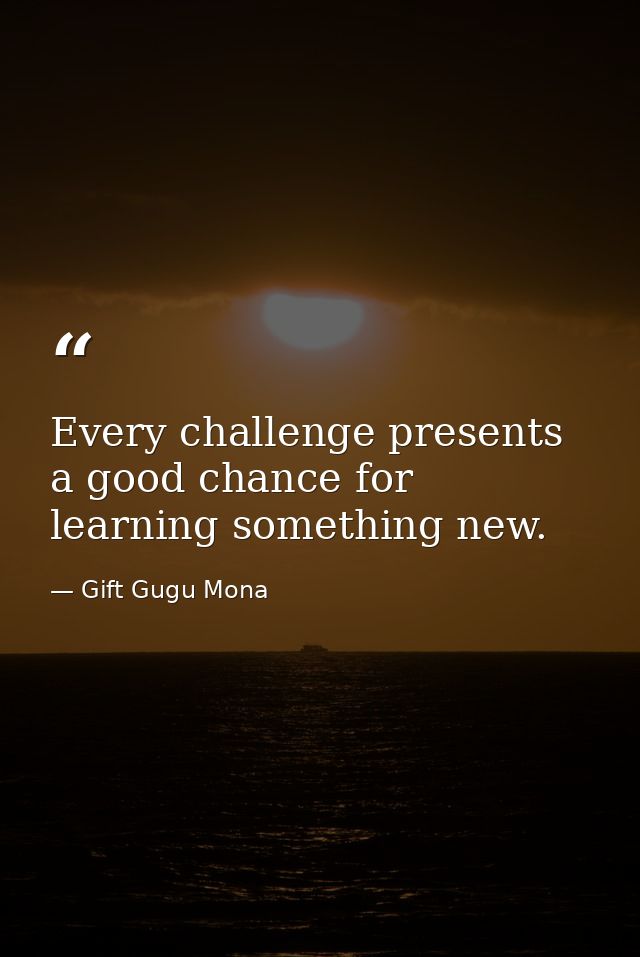 Every challenge presents a good chance for learning something new. — Gift Gugu Mona