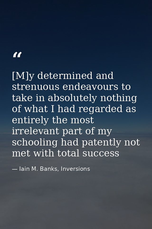 [M]y determined and strenuous endeavours to take in absolutely nothing of what I had regarded as entirely the most irrel — Iain M. Banks, Inversions