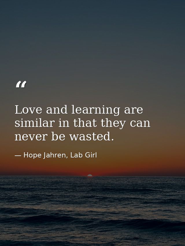 Love and learning are similar in that they can never be wasted. — Hope Jahren, Lab Girl