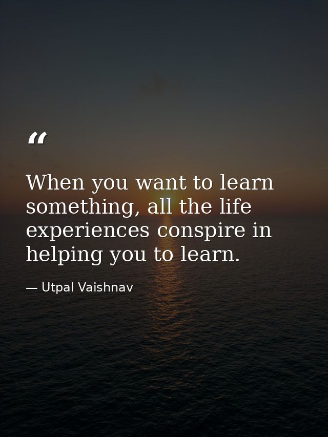 When you want to learn something, all the life experiences conspire in helping you to learn. — Utpal Vaishnav