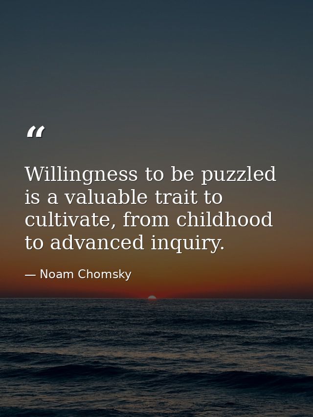 Willingness to be puzzled is a valuable trait to cultivate, from childhood to advanced inquiry. — Noam Chomsky
