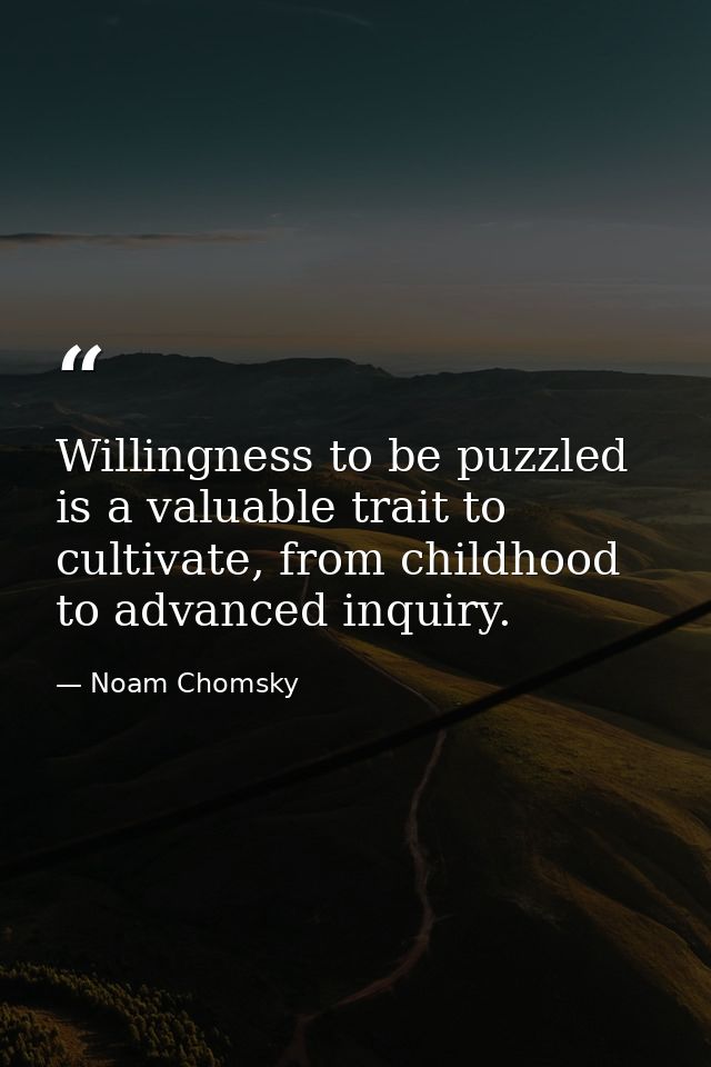 Willingness to be puzzled is a valuable trait to cultivate, from childhood to advanced inquiry. — Noam Chomsky