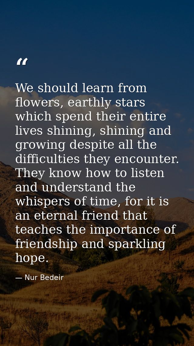 We should learn from flowers, earthly stars which spend their entire lives shining, shining and growing despite all the  — Nur Bedeir