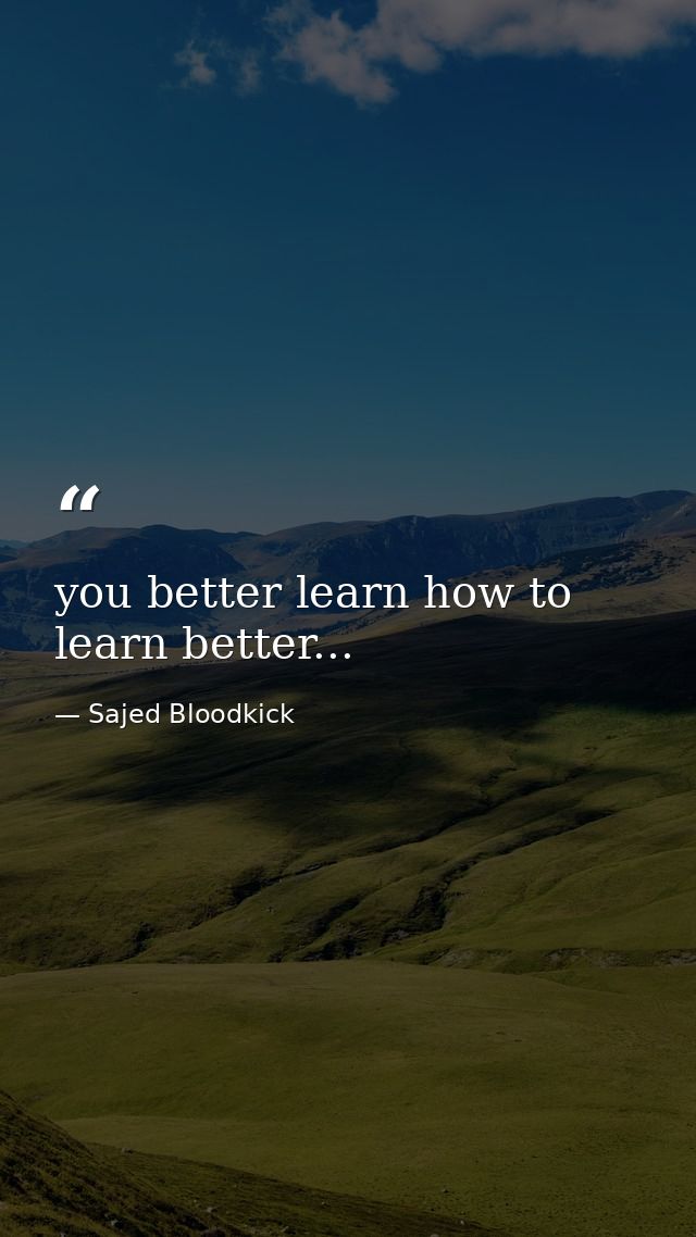 you better learn how to learn better... — Sajed Bloodkick
