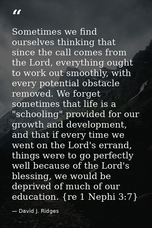 Sometimes we find ourselves thinking that since the call comes from the Lord, everything ought to work out smoothly, wit — David J. Ridges