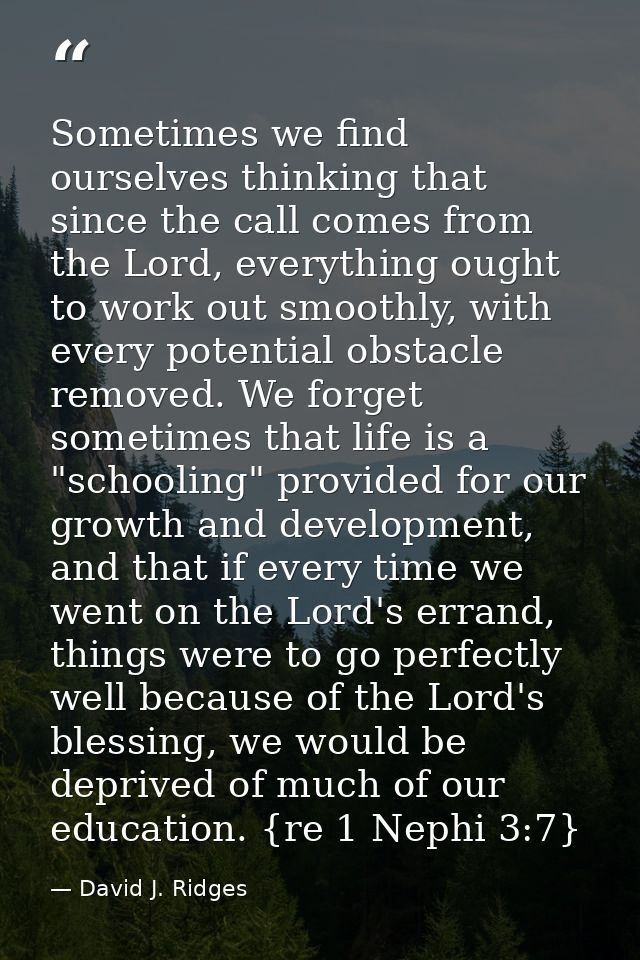 Sometimes we find ourselves thinking that since the call comes from the Lord, everything ought to work out smoothly, wit — David J. Ridges