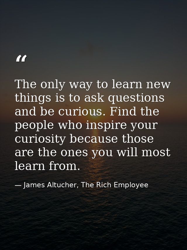 The only way to learn new things is to ask questions and be curious. Find the people who inspire your curiosity because  — James Altucher, The Rich Employee