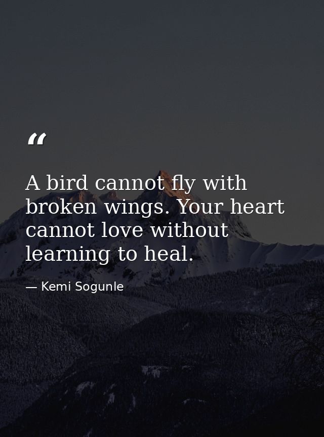 A bird cannot fly with broken wings. Your heart cannot love without learning to heal. — Kemi Sogunle