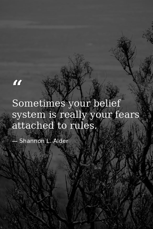 Sometimes your belief system is really your fears attached to rules. — Shannon L. Alder