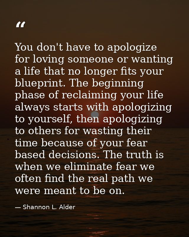 You don't have to apologize for loving someone or wanting a life that no longer fits your blueprint. The beginning phase — Shannon L. Alder