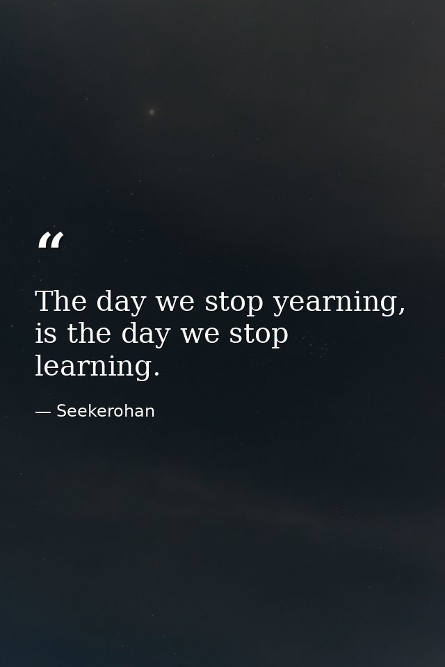 The day we stop yearning, is the day we stop learning. — Seekerohan