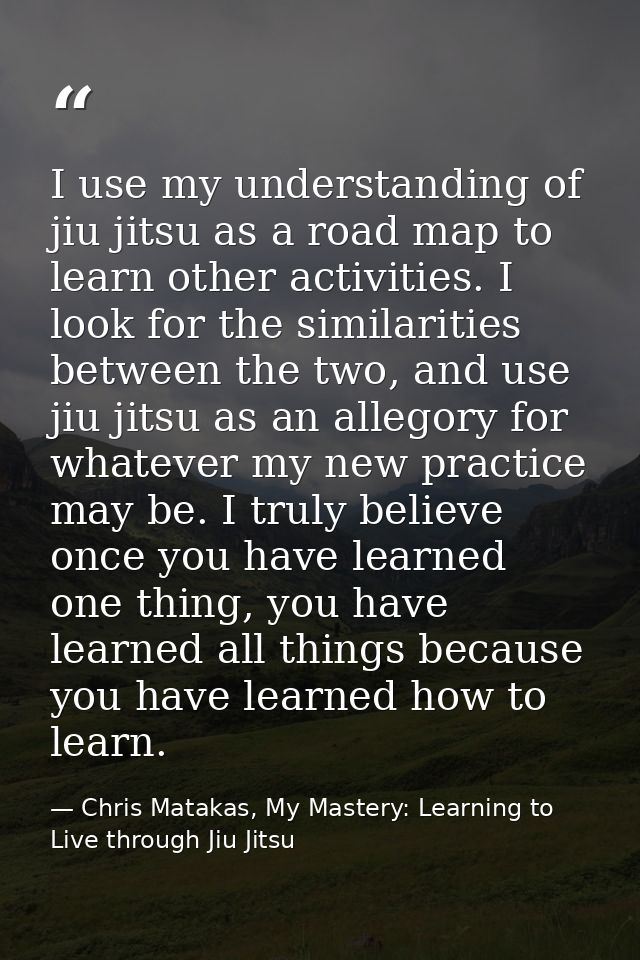 I use my understanding of jiu jitsu as a road map to learn other activities. I look for the similarities between the two — Chris Matakas, My Mastery: Learning to Live through Jiu Jitsu