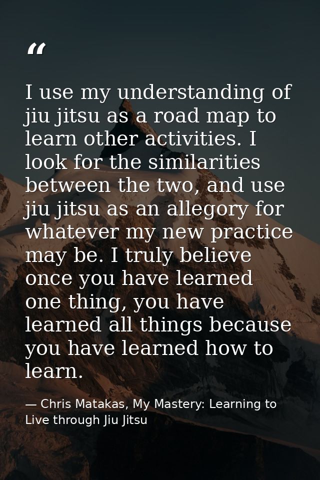 I use my understanding of jiu jitsu as a road map to learn other activities. I look for the similarities between the two — Chris Matakas, My Mastery: Learning to Live through Jiu Jitsu