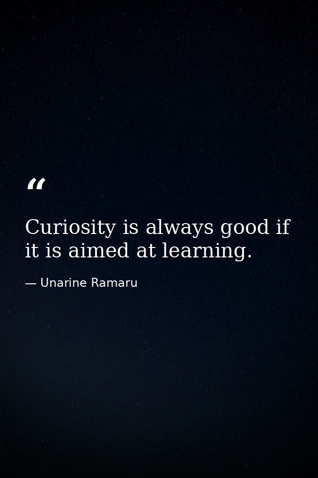 Curiosity is always good if it is aimed at learning. — Unarine Ramaru