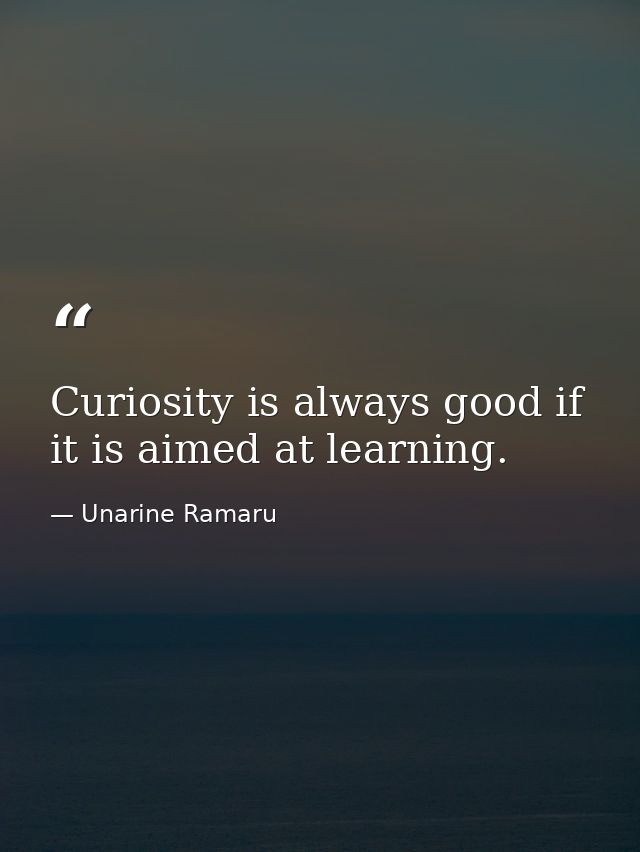 Curiosity is always good if it is aimed at learning. — Unarine Ramaru