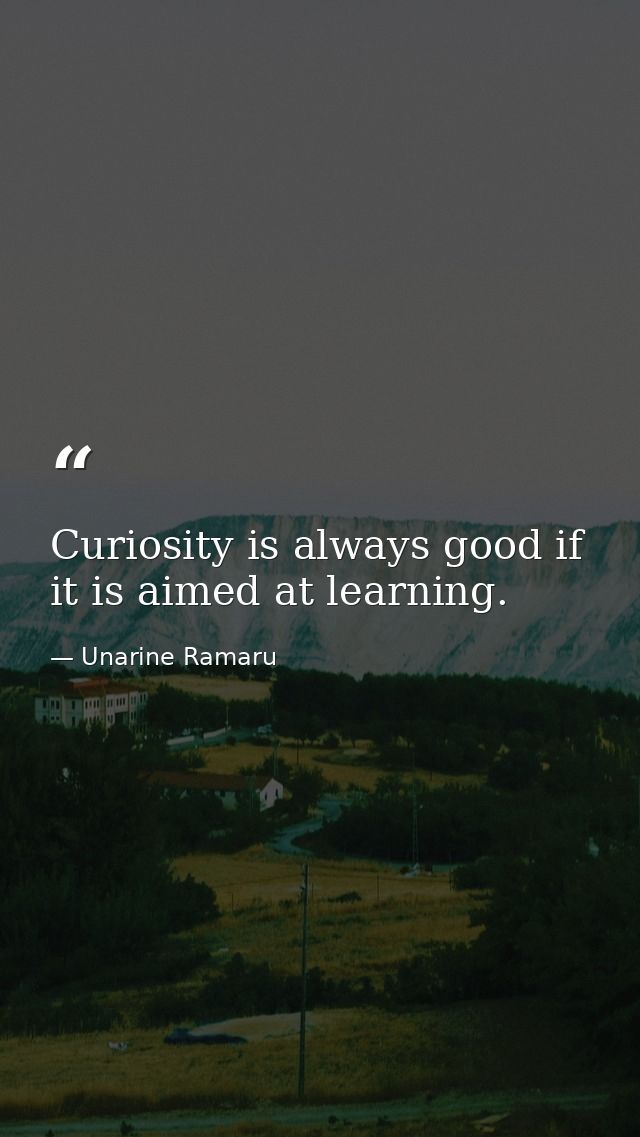 Curiosity is always good if it is aimed at learning. — Unarine Ramaru