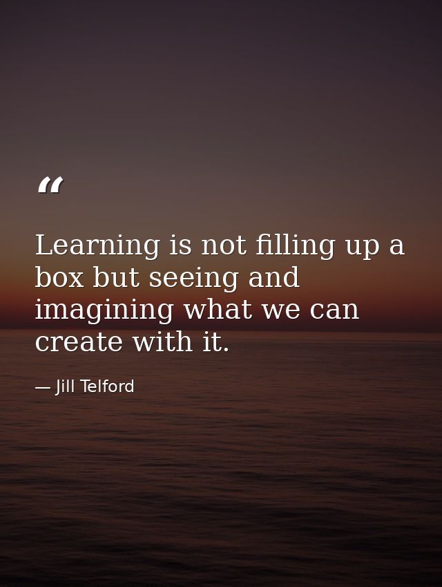 Learning is not filling up a box but seeing and imagining what we can create with it. — Jill Telford