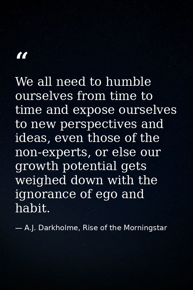 We all need to humble ourselves from time to time and expose ourselves to new perspectives and ideas, even those of the  — A.J. Darkholme, Rise of the Morningstar